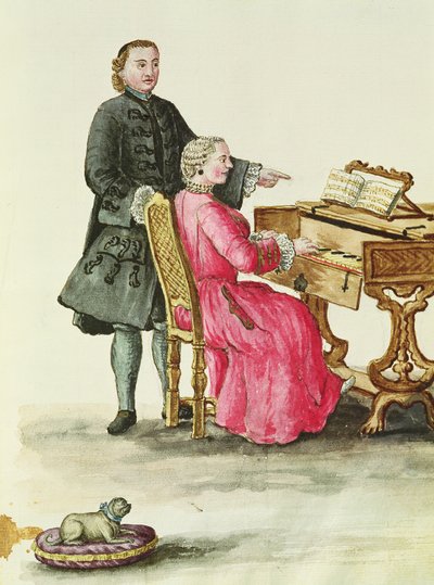 Eine Sängerin am Clavichord mit ihrem Lehrer von Jan van Grevenbroeck